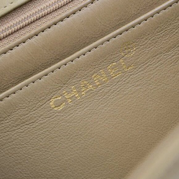 CHANEL CC Horizontal Stitch 30 Chain Shoulder Bag Leather Beige Vintage - Picture 16 of 16